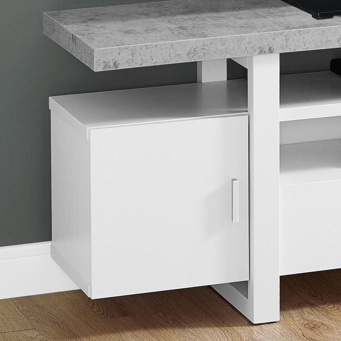 Monarch Specialties I 2725 | TV stand - 60" - Simulated cement top - White-SONXPLUS Lac St-Jean