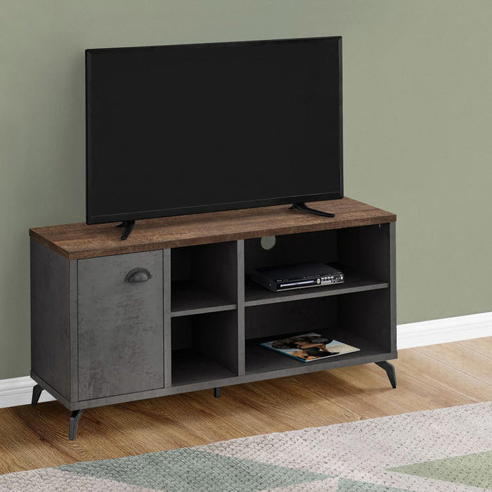 Monarch Specialties I 2830 | TV stand - 48" - Imitation wood - Medium brown - Imitation grey concrete-SONXPLUS Lac St-Jean