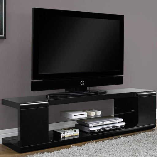 Monarch Specialties I 3536 | TV stand - 60" - Tempered glass - Gloss black-SONXPLUS Lac St-Jean