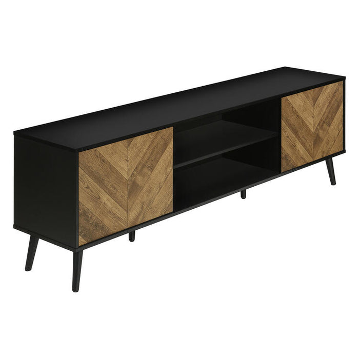 Monarch Specialties I 2781 | Meuble pour téléviseur 72'' - Base noir - Avec 2 portes simili-bois-SONXPLUS Lac St-Jean