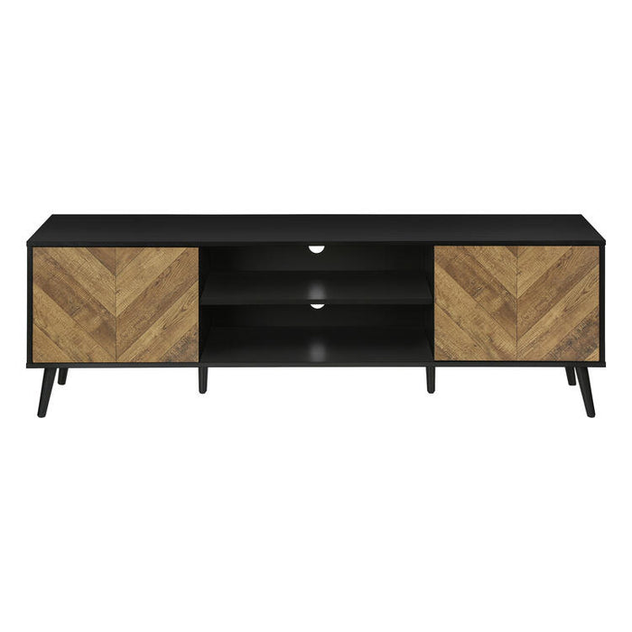 Monarch Specialties I 2781 | Meuble pour téléviseur 72'' - Base noir - Avec 2 portes simili-bois-SONXPLUS Lac St-Jean