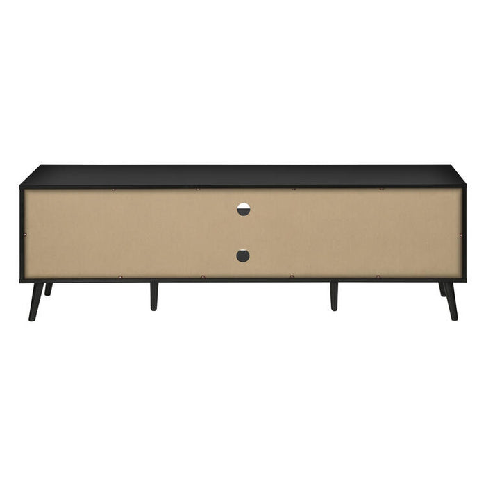 Monarch Specialties I 2781 | Meuble pour téléviseur 72'' - Base noir - Avec 2 portes simili-bois-SONXPLUS Lac St-Jean