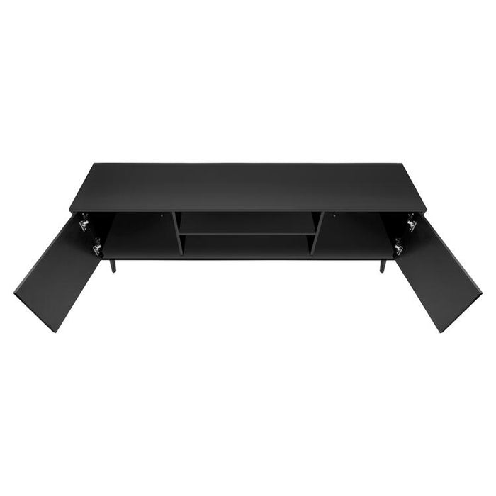 Monarch Specialties I 2781 | Meuble pour téléviseur 72'' - Base noir - Avec 2 portes simili-bois-SONXPLUS Lac St-Jean