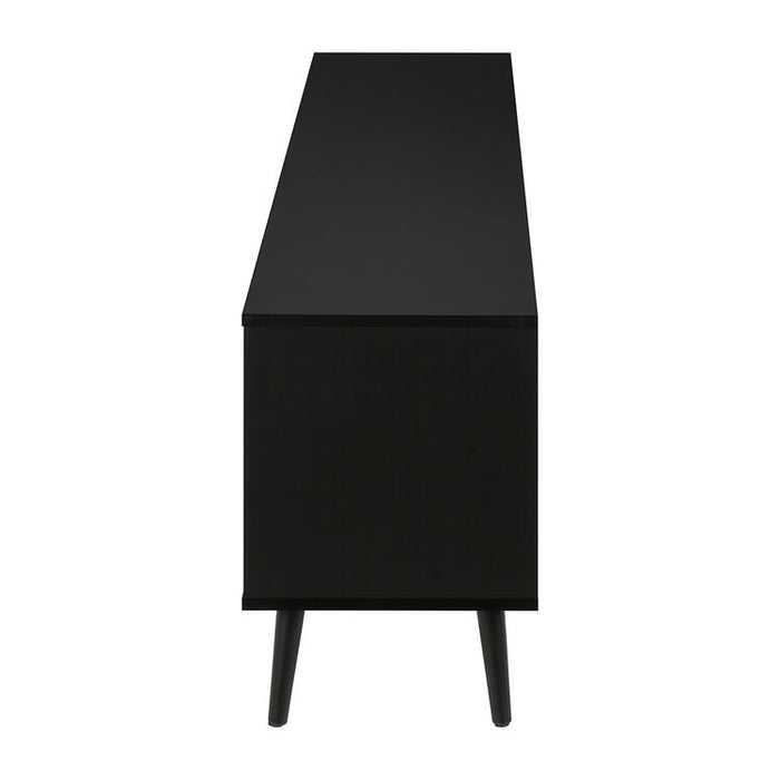 Monarch Specialties I 2781 | Meuble pour téléviseur 72'' - Base noir - Avec 2 portes simili-bois-SONXPLUS Lac St-Jean