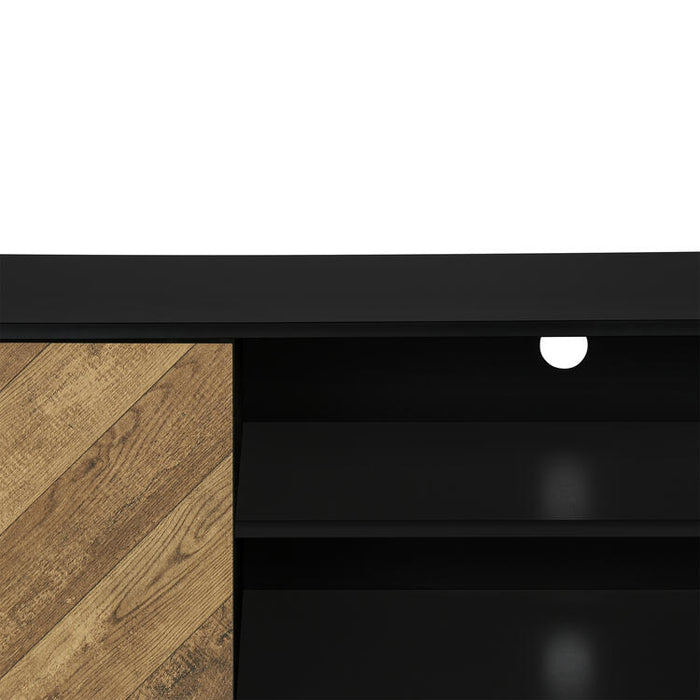 Monarch Specialties I 2781 | Meuble pour téléviseur 72'' - Base noir - Avec 2 portes simili-bois-SONXPLUS Lac St-Jean