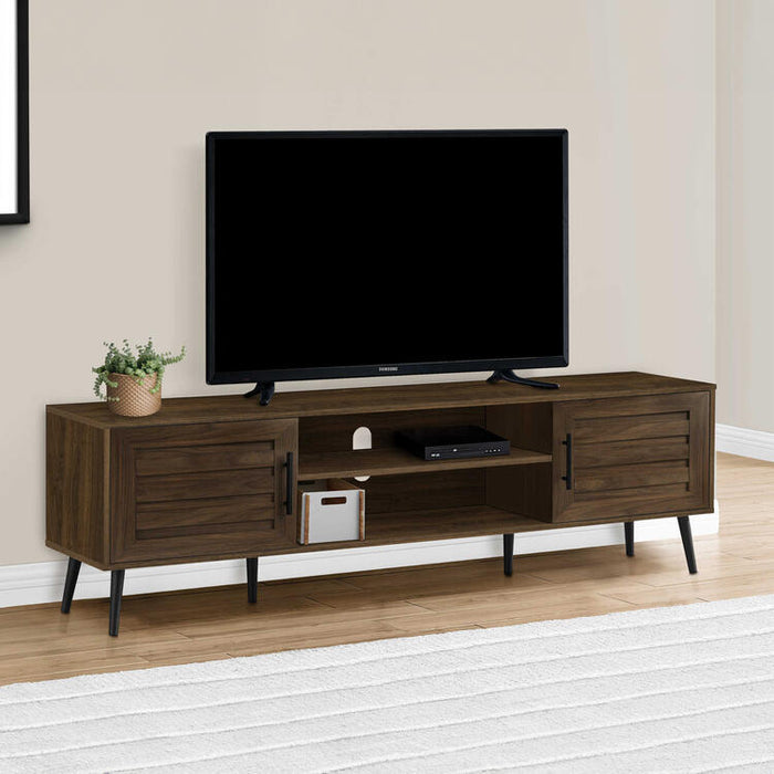 Monarch Specialties I 2717 | 72'' TV stand - Brown imitation wood - With 2 doors-SONXPLUS Lac St-Jean