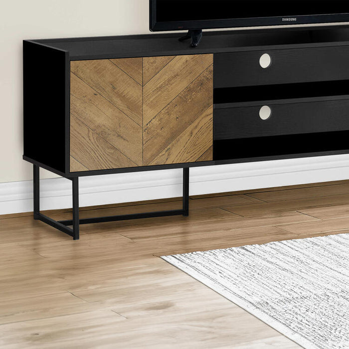 Monarch Specialties I 2752 | 72'' TV stand - Black metal base - With 2 wood-like doors-SONXPLUS Lac St-Jean