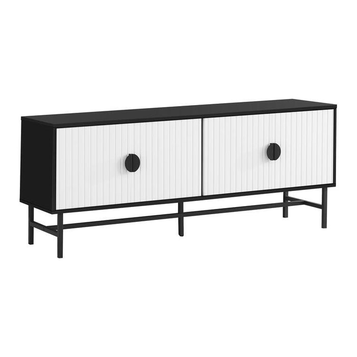 Monarch Specialties I 2732 | 60'' TV stand - Black metal base - 2 white doors-SONXPLUS Lac St-Jean