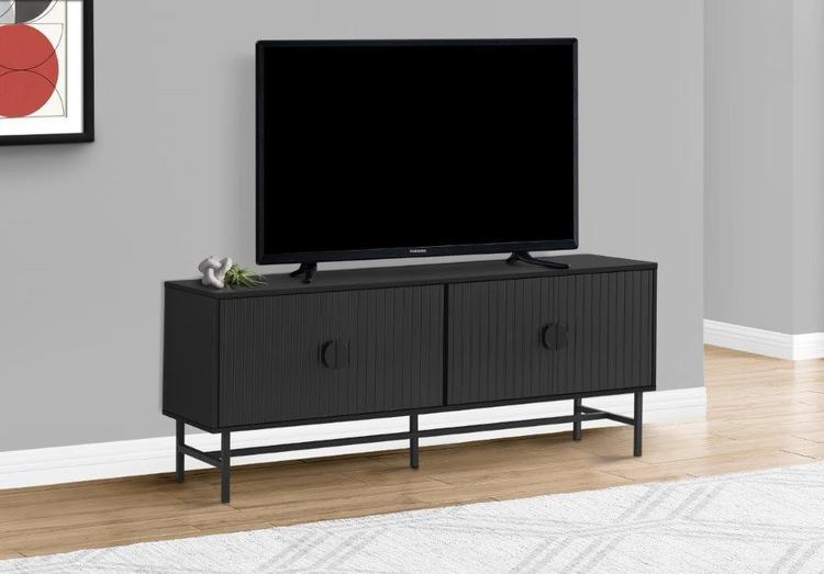 Monarch Specialties I 2732 | 60'' TV stand - Black metal base - 2 black doors-SONXPLUS Lac St-Jean