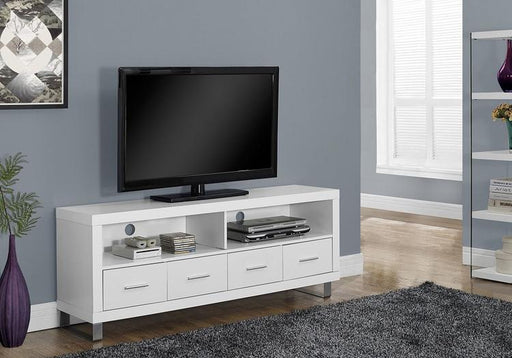 Monarch Specialties I2518 | Meuble TV - 60" - 4 Tiroirs - Blanc-SONXPLUS Lac St-Jean