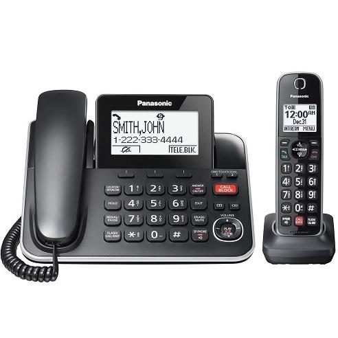 Panasonic KXTGF870B | Combo cordless phone - 1 fixed handset and 1 cordless handset - Answering machine - Black-SONXPLUS Lac St-Jean