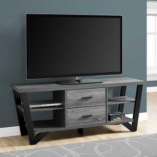 Monarch Specialties I2762 | TV stand - 60" - 2 Storage drawers - Grey/Black-SONXPLUS Lac St-Jean