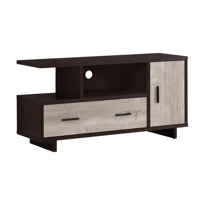 Monarch Specialties I2805 | TV stand - 48" - 1 Drawer - 1 Cabinet - Espresso/Taupe-SONXPLUS Lac St-Jean