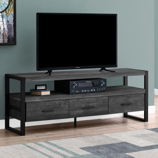 Monarch Specialties I 2823 | TV Stand - 60" - 3 Drawers - Imitation Wood - Black-SONXPLUS Lac St-Jean