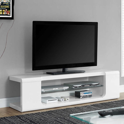 Monarch Specialties I3535 | TV stand - 60" - 1 glass shelf - White-SONXPLUS Lac St-Jean