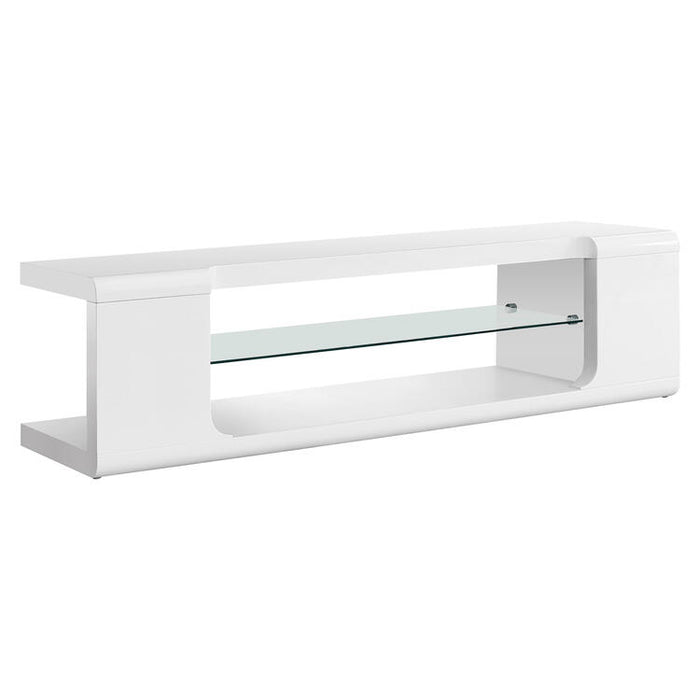 Monarch Specialties I3535 | TV stand - 60" - 1 glass shelf - White-SONXPLUS Lac St-Jean