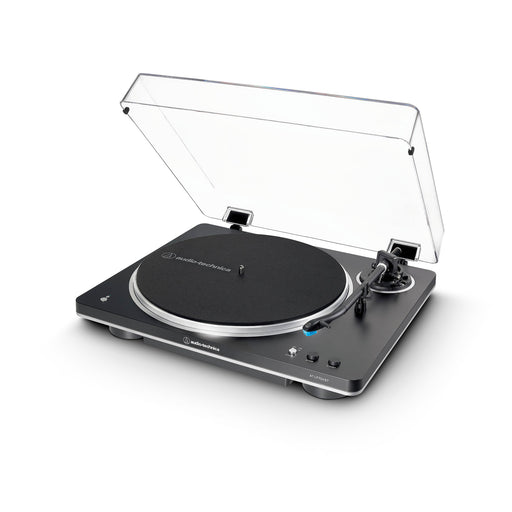 Audio-Technica AT-LP70XBTBS | Table tournante Stéréo - Sans fil - Bluetooth - Entraînement par courroie - Entièrement automatique - Noir/Argent | 02 | Sonxplus Lac St-Jean