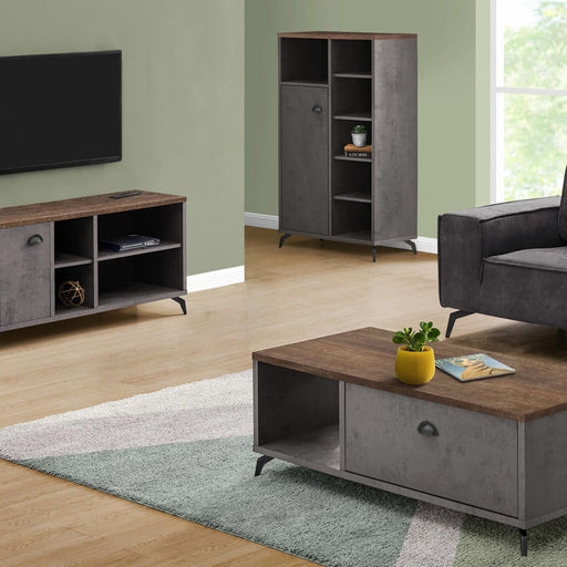 Monarch Specialties I 2830 | TV stand - 48" - Imitation wood - Medium brown - Grey imitation concrete-SONXPLUS.com