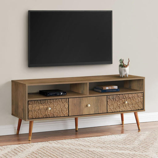 Monarch Specialties I 2835 | TV stand - 48" - 3 Drawers - Mid-century concept - Imitation walnut-SONXPLUS.com