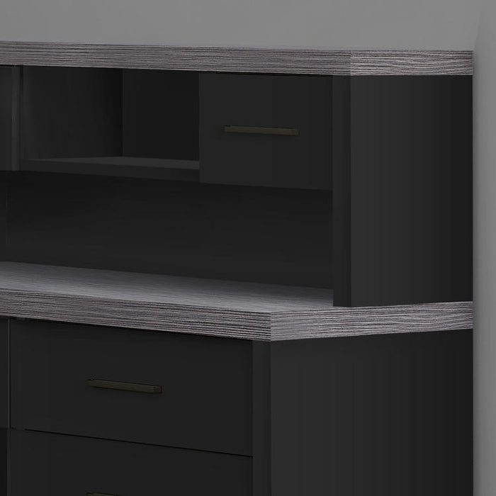 Monarch Specialties I 7430 | Computer Cabinet - Corner - L-Shape Design - Left or right orientation - With drawers - Grey top - Black-SONXPLUS Lac St-Jean