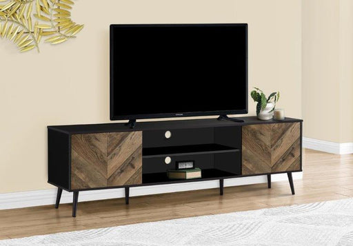 Mornach Specialties I 2781 | 72'' TV Stand - Black Base - With 2 faux wood doors-SONXPLUS.com