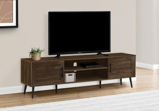 Monarch Specialties I 2717 | 72'' TV stand - Brown wood effect - With 2 doors-SONXPLUS.com