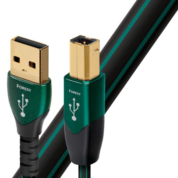 Audioquest Forest | Câble USB A vers USB B - Version USB 2.0 - Conducteur en Argent massif à 0,5% - 0.75 Mètres-Sonxplus Lac St-Jean