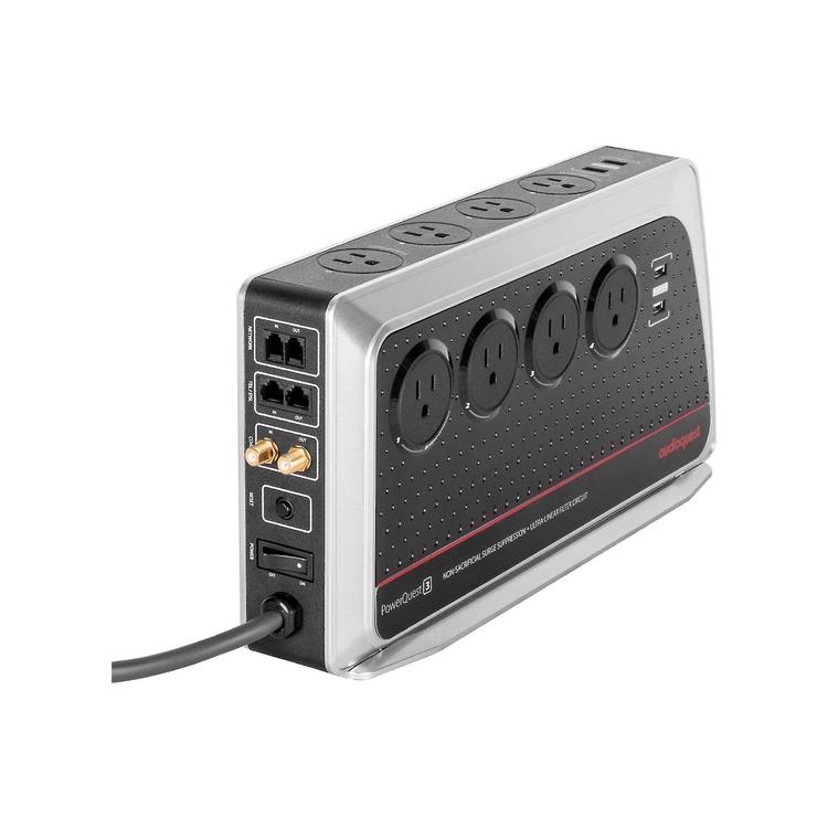 AMX PA-23 - Barre d'alimentation avec Protecteur de Surtension à 8 Prises et 3 Ports USB, Blanc main image 1