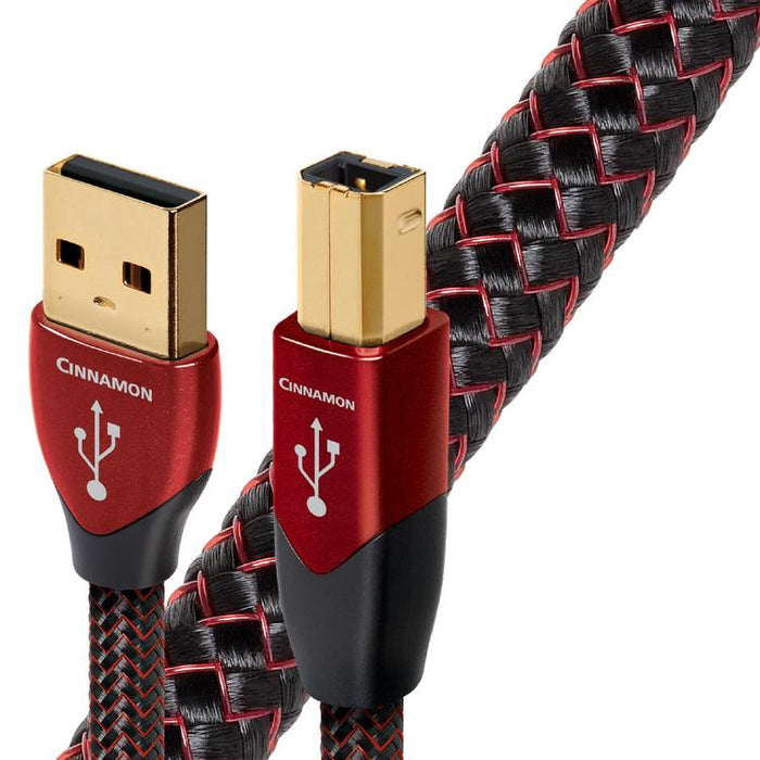 Audioquest Cinnamon | Câble USB A vers USB B - Version USB 2.0 - Conducteur en Argent massif à 1,25% - 0.75 Mètres-Sonxplus Lac St-Jean