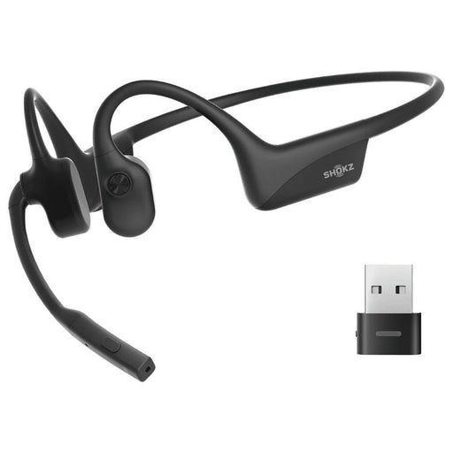 SHOKZ OpenComm2 USB-A | Écouteurs à conduction osseuse - Bluetooth - Adaptateur USB-A - Microphone - Noir-SONXPLUS Lac St-Jean