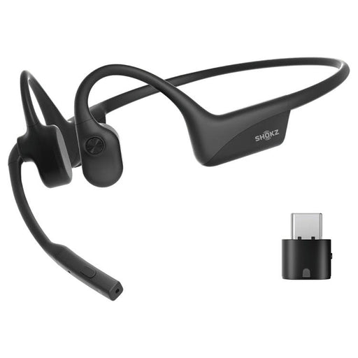 SHOKZ OpenComm2 USB-C | Écouteurs à conduction osseuse - Bluetooth - Adaptateur USB-C - Microphone - Noir-SONXPLUS Lac St-Jean