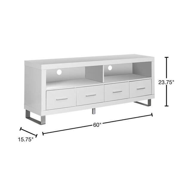Monarch Specialties I2518 | TV Stand - 60" - 4 Drawers - White-SONXPLUS Lac St-Jean
