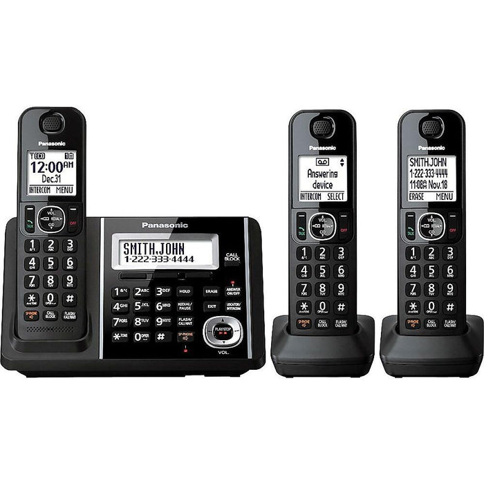 Panasonic KX-TGF343B | Téléphone sans fil - 3 combinés - Répondeur - Noir- Sonxplus Lac St-Jean 