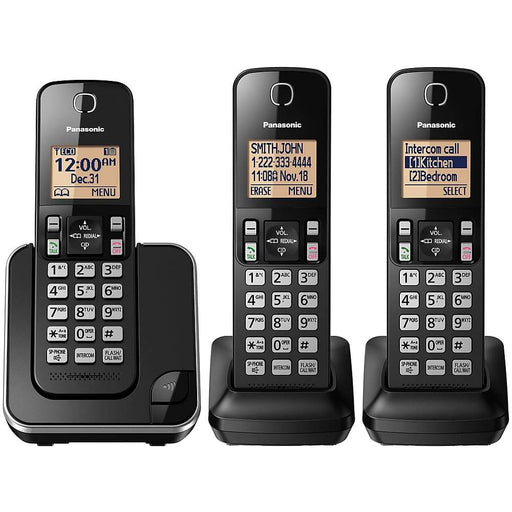 Panasonic KX-TGC383B | Téléphone sans fil - 3 combinés - Noir-SONXPLUS Lac St-Jean