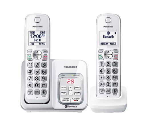Panasonic KX-TGD592W | Téléphone sans fil - 2 combinés - Liaison cellulaire - Répondeur - Bluetooth - Blanc- Sonxplus Lac St-Jean 