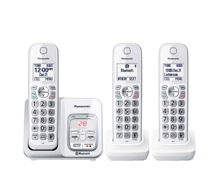 Panasonic KX-TGD593W | Téléphone sans fil - 3 combinés - Liaison cellulaire - Répondeur - Bluetooth - Blanc-SONXPLUS Lac St-Jean