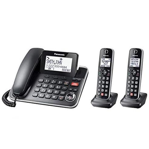 Panasonic KXTGF872B | Combo téléphone sans fil - 1 combiné fixe et 2 combinés sans fil - Répondeur - Noir-SONXPLUS Lac St-Jean
