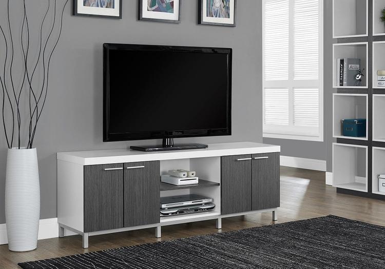 Monarch Specialties I2591 | TV stand - 60" - 1 Drawer - White/Grey-Sonxplus 